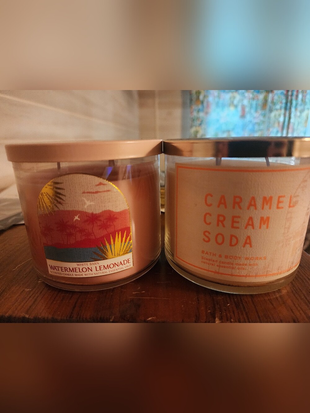White Barn Watermelon Lemonade & Caramel Cream Soda Candles - Peach, Coral